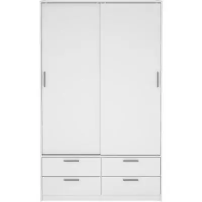 Armoire de chambre ONTARIO Blanc mat 2 portes 4 tiroirs