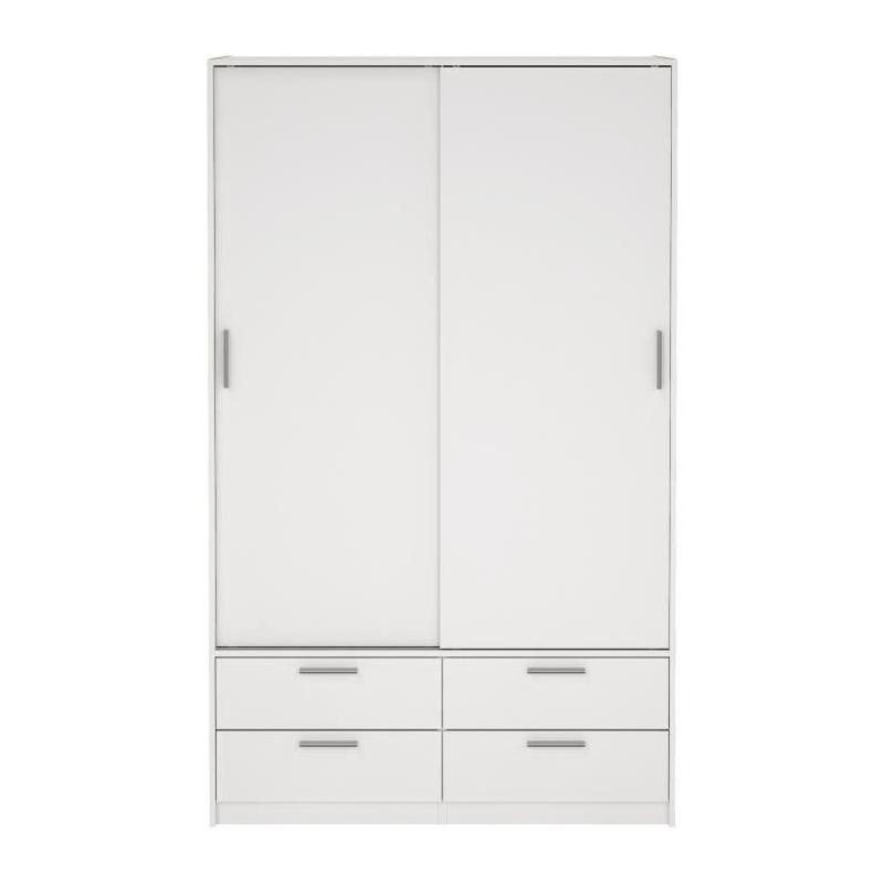 Armoire de chambre ONTARIO Blanc mat 2 portes 4 tiroirs