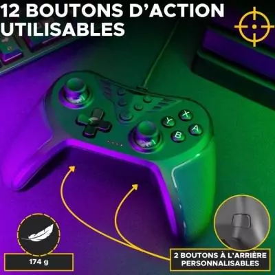 Manette Gamer Ultimate - THE G-LAB - K-PAD HELIUM - PC & PS - Noir