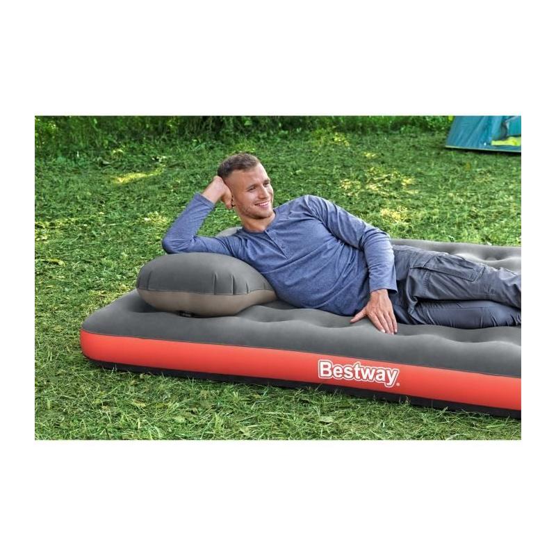 Matelas Double Roll & Relax Gonflable pour Camping 203x183x22 cm