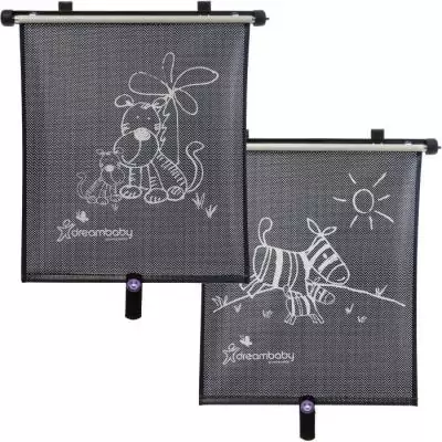 Store enrouleur de fenetre de voiture - DREAMBABY - Double face Zebra & Tigre Print - Réglable 2pcs - Protégez votre bébé du sol