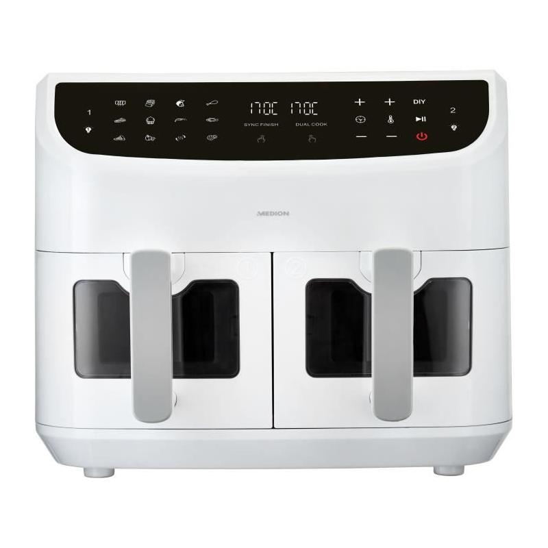 Friteuse à Air Chaud MEDION P20 XXL Twin - 2600 W - 2 paniers - Blanc