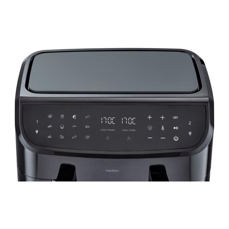Friteuse à Air Chaud MEDION - P20 XXL Twin - 2600 W - Noir