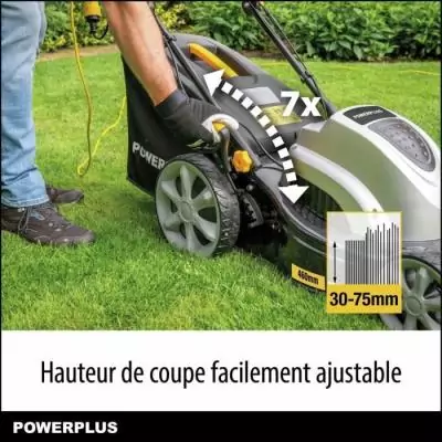 Tondeuse électrique POWERPLUS POWPG6290 - 1800 W - 460 mm Ø - Avec ramassage Tondeuse électrique POWERPLUS POWPG6290 - 1800 W - 460 mm Ø - Avec ramassage