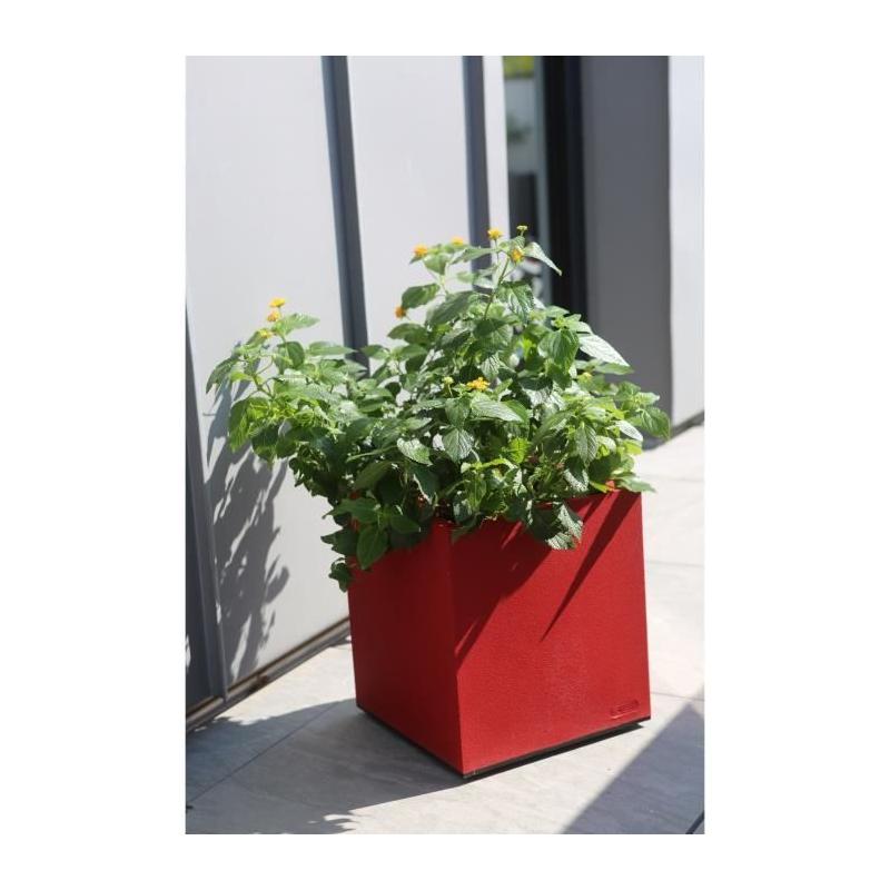 Bac à fleur RIVIERA Bac Granit - 40x40 cm - Rouge