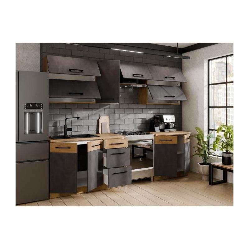Cuisine complète ROCK 7 éléments - Décor chêne lancelot et gris matera