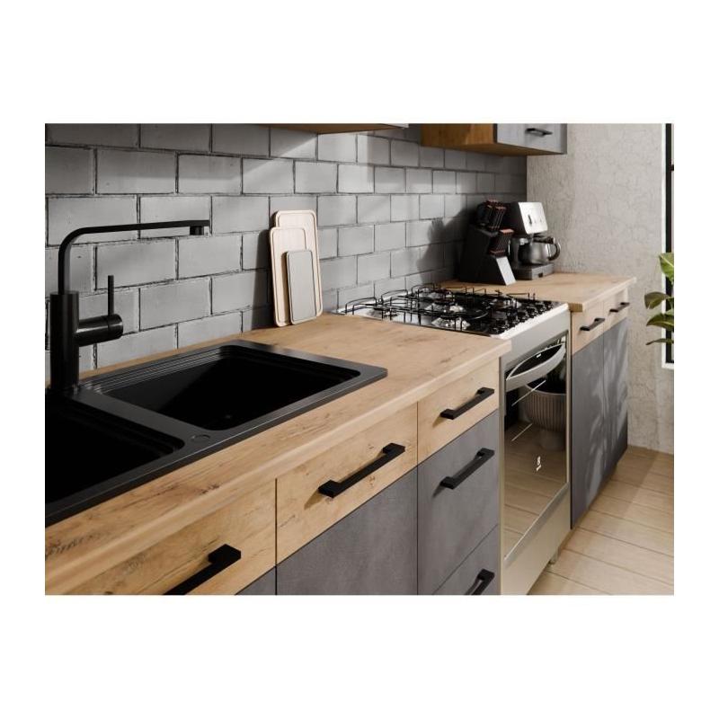 Cuisine complète ROCK 7 éléments - Décor chêne lancelot et gris matera