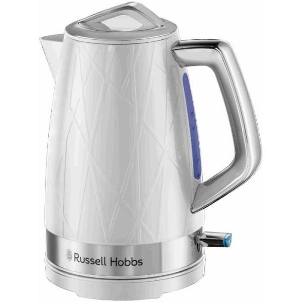 Bouilloire - RUSSELL HOBBS - Structure Blanc - 2400 W - 1.7 L - Zones d'ébullition rapide - Économie d'énergie - Éclairage L