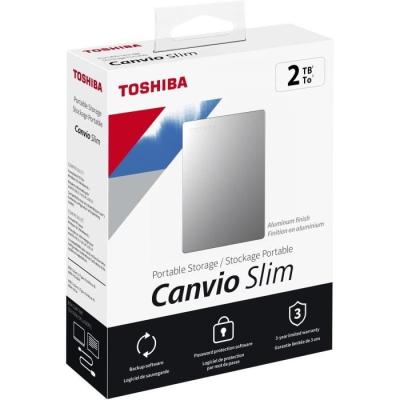 Disque dur externe 2 To Toshiba Canvio Slim - Argent