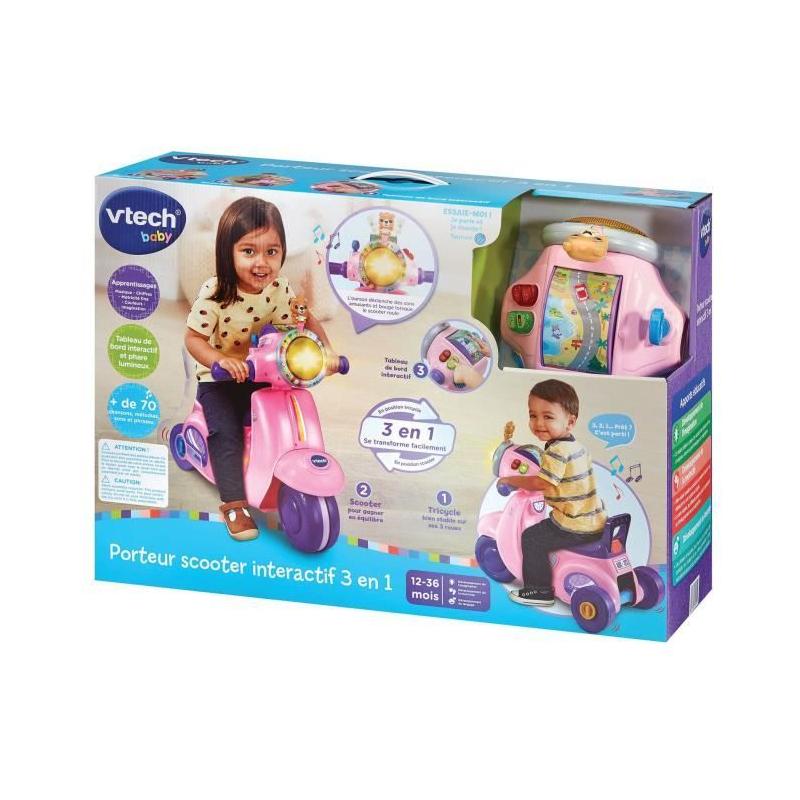 Porteur Scooter Interactif 3 en 1 Rose - VTECH
