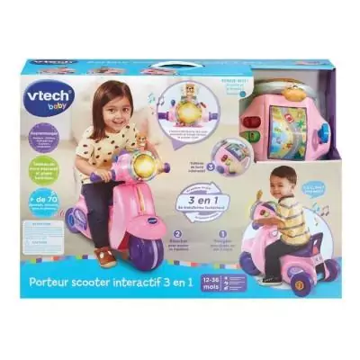Porteur Scooter Interactif 3 en 1 Rose - VTECH Porteur Scooter Interactif 3 en 1 Rose - VTECH