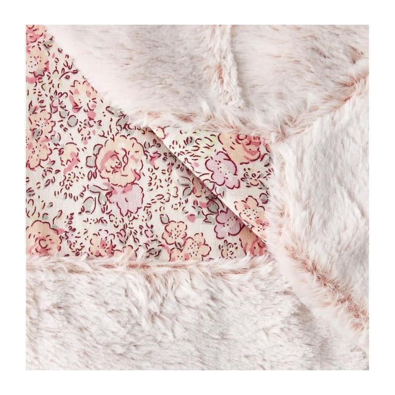 Couverture enfant en liberty et fausse fourrure - Rose - 75 x 100 cm