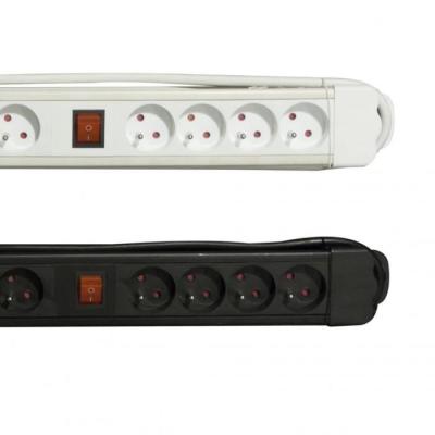 Multiprise CHACON Bloc 8 prises 16A avec 2 interrupteurs noir