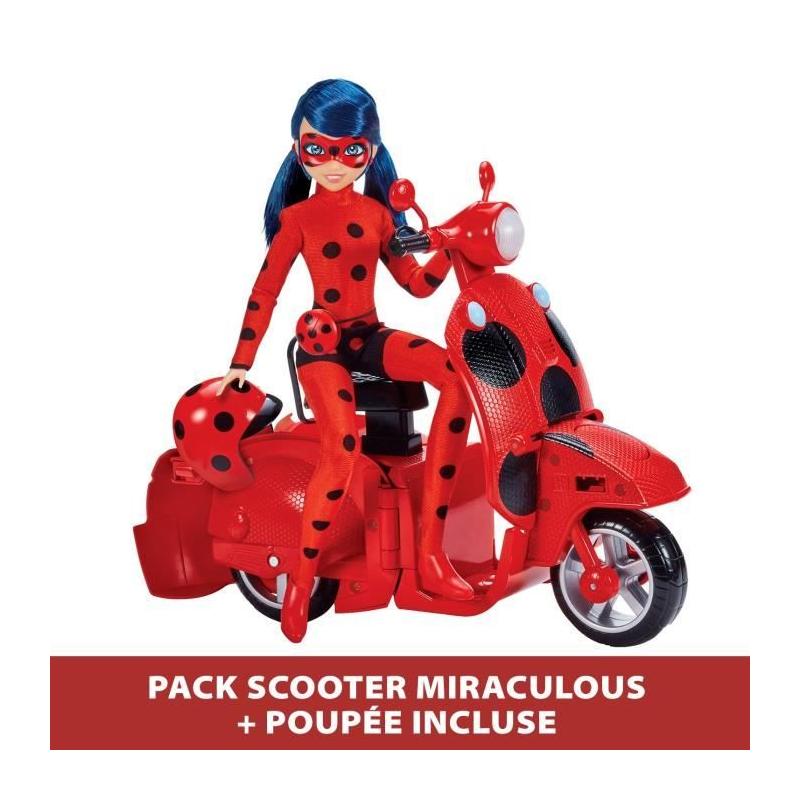 Figurine Scooter Miraculous Switch'n go + poupée articulée Ladybug Lucky Charm - BANDAI 26 cm