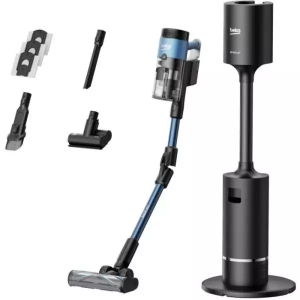 BEKO VRT96425VD - Aspirateur Balai avec Station de recharge et de Vidange - Autonomie 60 min - Filtre EPA E12 - 150 AW