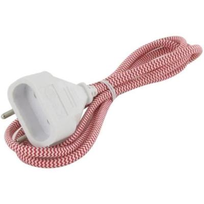 Rallonge textile rouge/blanc 6A - 1,5m - Prise blanche - Compact