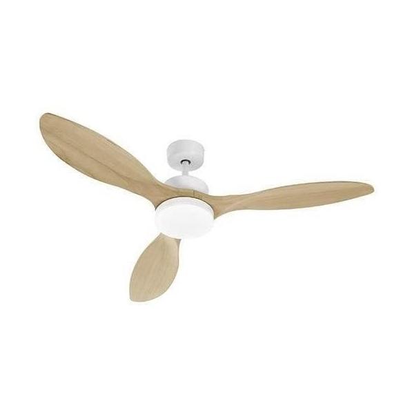 OKLAHOMA Blanc & Bois - Ventilateur de plafond Ø137cm 100W + éclairage LED