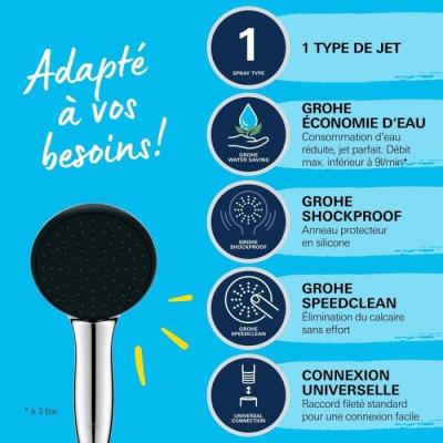 Pommeau de douche GROHE Vitalio Start 110 - 1 jet Pluie