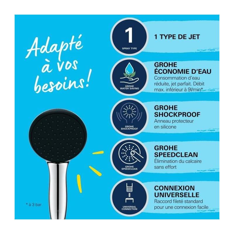 Pommeau de douche GROHE Vitalio Start 110 - 1 jet Pluie