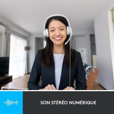 Casque Filaire Logitech H390 Blanc - Stéréo, Microphone Antibruit