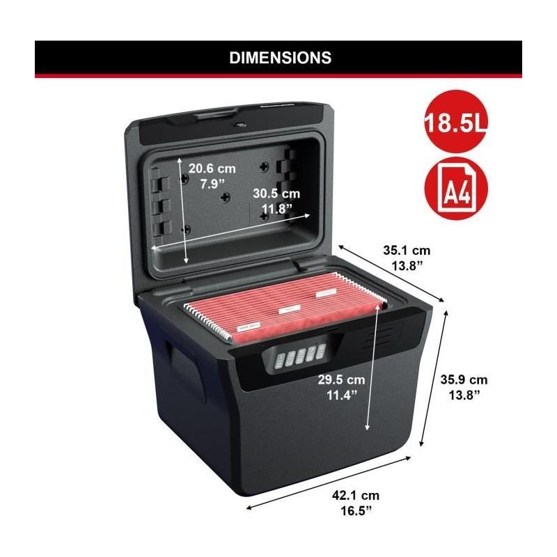 Caisse de Sécurité Anti-feu - MASTER LOCK - 18,5L - Combinaison Electronique