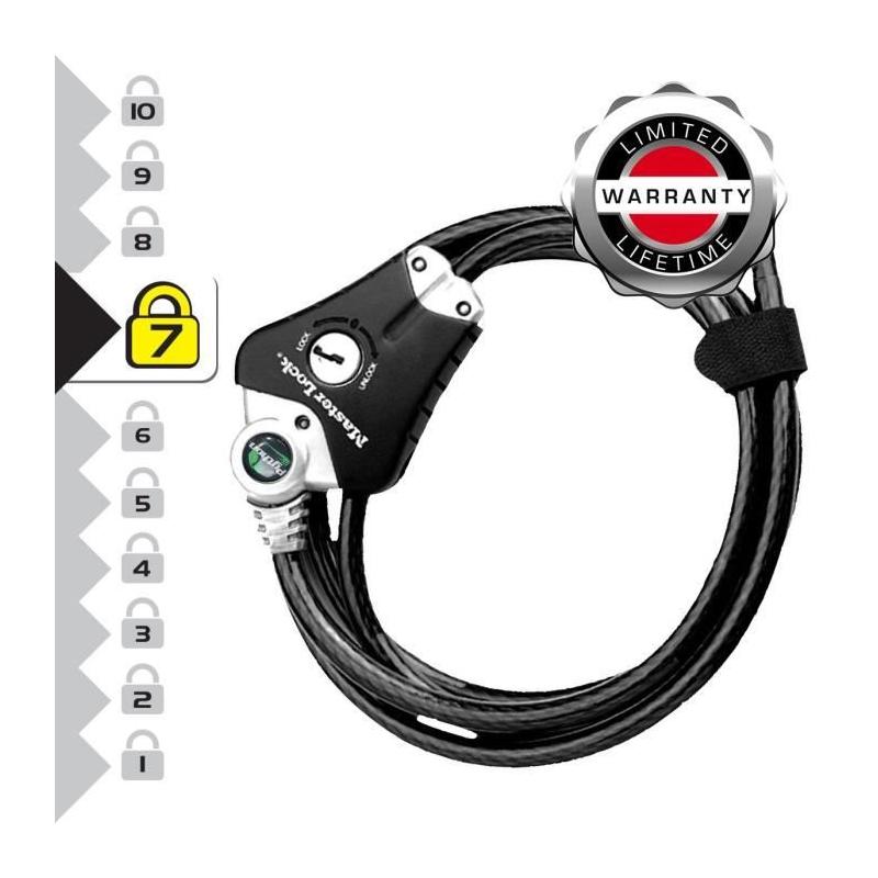 Antivol MASTER LOCK Câble ajustable 30cm-1,8m