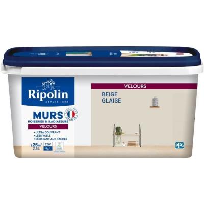Peinture Velours RIPOLIN 441606 Beige glaise 2,5L - Déco Murs, Boiseries & Radiateurs