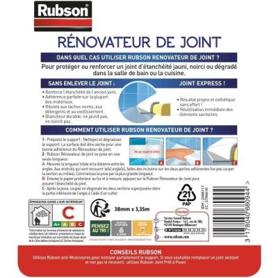 Rubson Renov'Joint - Ruban d'étanchéité SDB Saine - 38mmx3.35m