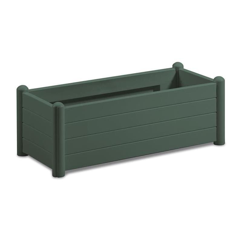 Bac à fleurs rectangulaire 100x43xH35cm - Finition bois - Vert foncé