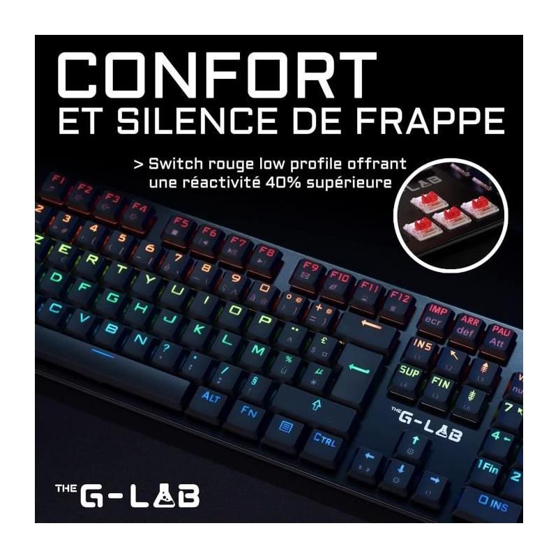 Clavier Gamer Ultra Low Profile - KEYZ PLATINIUM Mécanique (Switch Rouge)