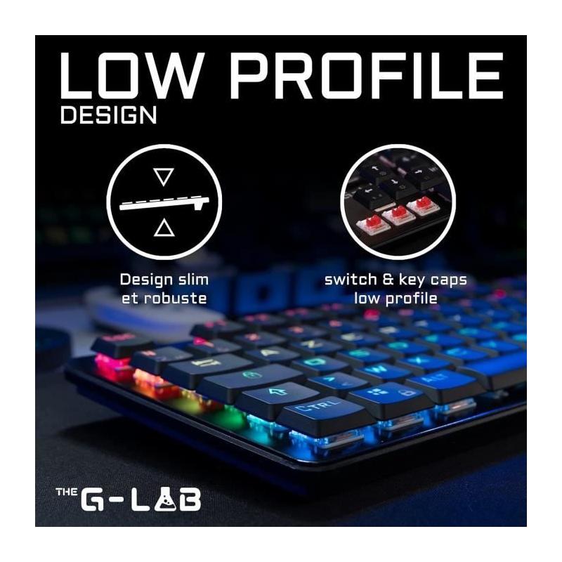 Clavier Gamer Ultra Low Profile - KEYZ PLATINIUM Mécanique (Switch Rouge)