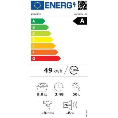 Lave-linge hublot VEDETTE LLV395W: Performant et responsable