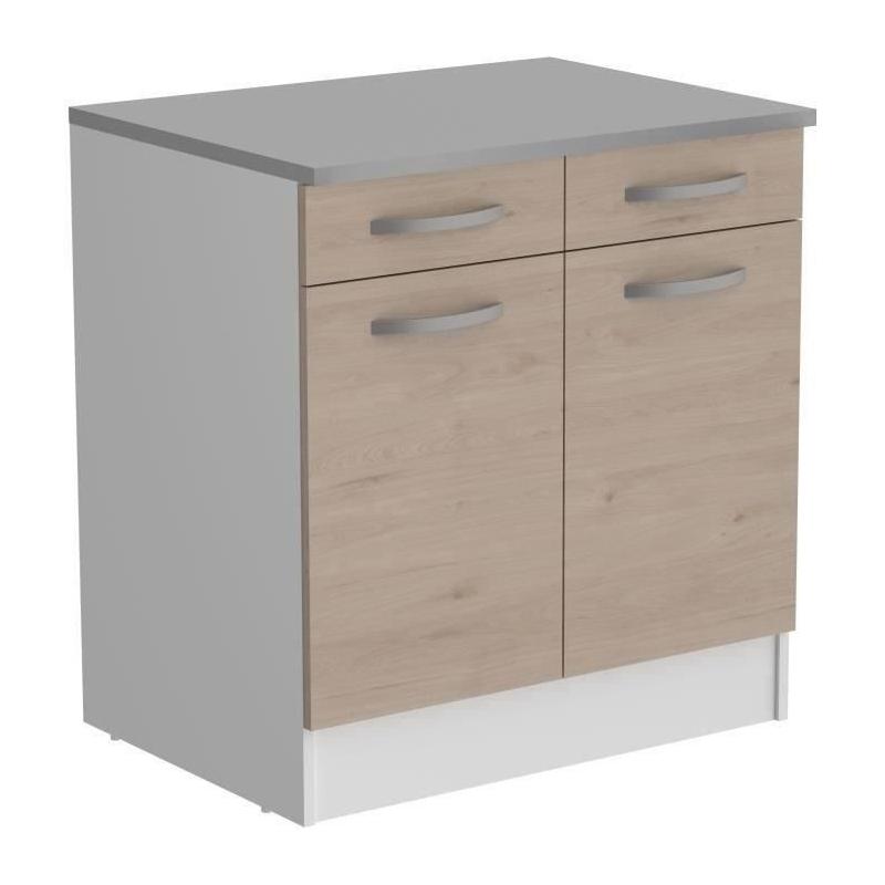 Meuble bas 2 portes + 2 tiroirs OSLO - Chene Jackson