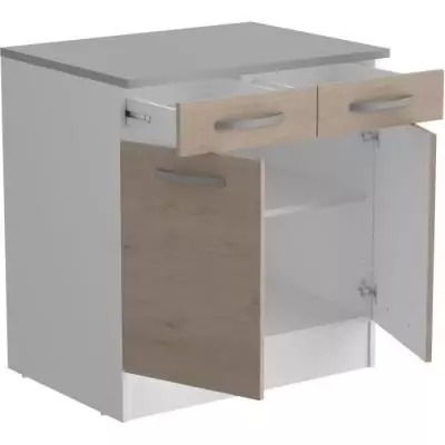 Meuble bas 2 portes + 2 tiroirs OSLO - Chene Jackson