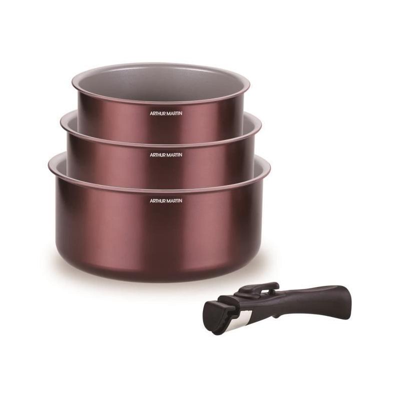 Ensemble de casseroles ARTHUR MARTIN - Idéal pour tout feu - 16/18/20 cm + poignée amovible