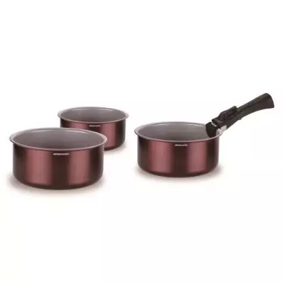 Ensemble de casseroles ARTHUR MARTIN - Idéal pour tout feu - 16/18/20 cm + poignée amovible