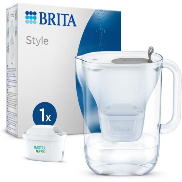 Carafe filtrante BRITA Style grise (2,4L) inclus 1 cartouche filtrante MAXTRA PRO All-in-1.