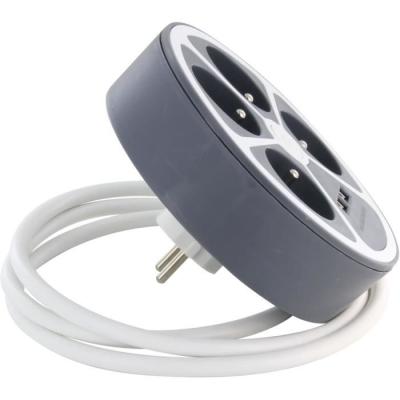 Bloc cercle - CHACON - 4 x16 A + 2 USB-1 - 1,5 m - Gris - Compact et polyvalent