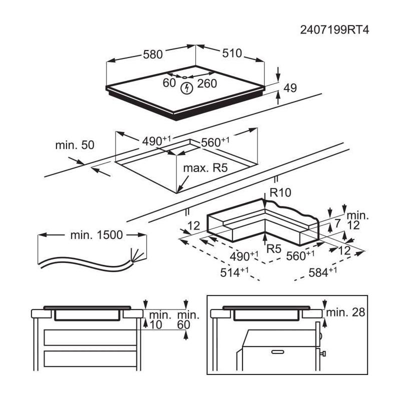 Plaque de cuisson à induction ELECTROLUX - 4 foyers modulables - 58 x 51 cm