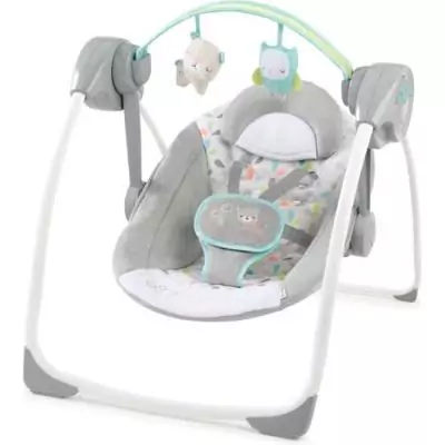 Balancelle électrique pliable avec arche de jeu - Réglages balancement, minuterie - Foret