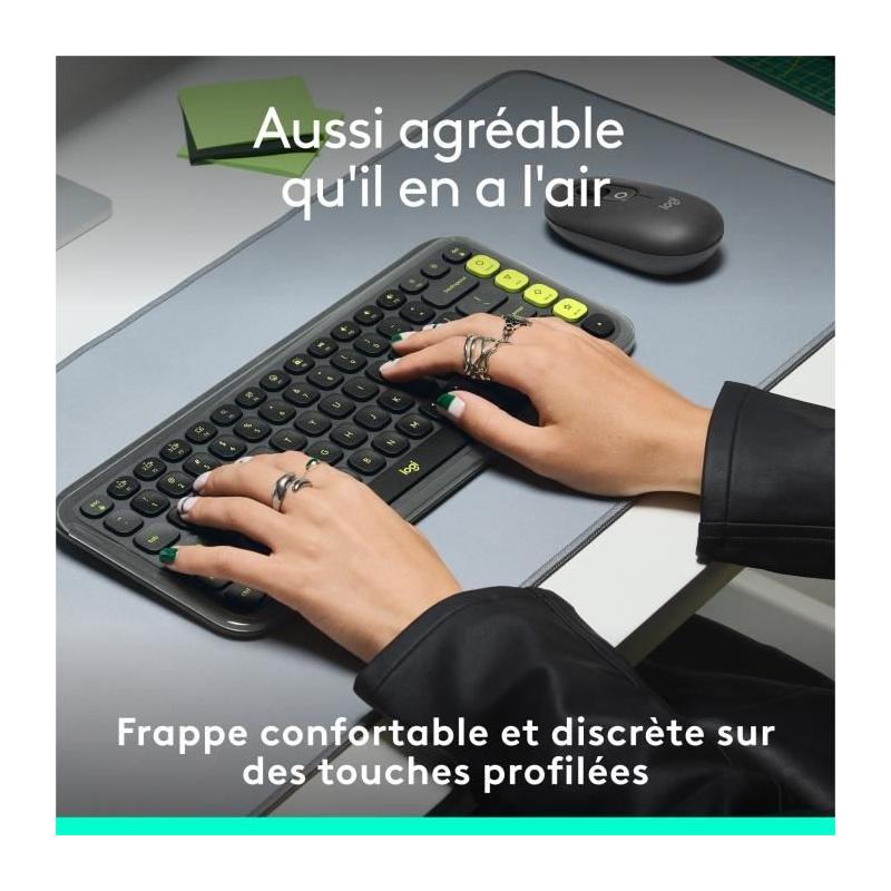 Clavier Logitech Sans Fil Pop Icon Keys AZERTY Graphite
