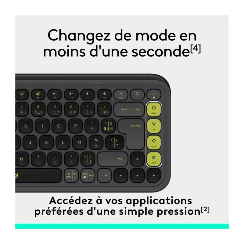 Clavier Logitech Sans Fil Pop Icon Keys AZERTY Graphite