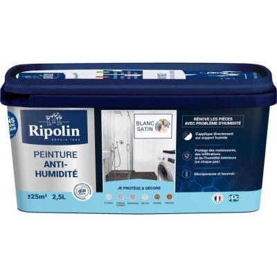 Peinture étanchéité anti-humidité satin blanc 2,5L Ripolin - Protégez votre intérieur efficacement