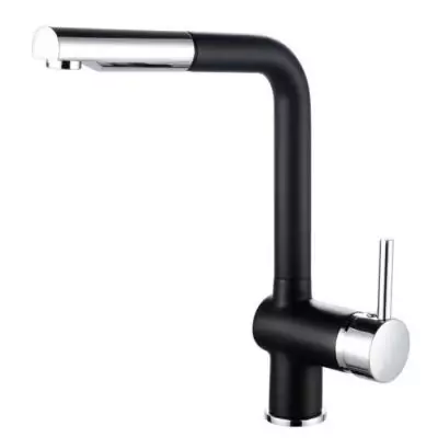 Robinet de cuisine Matsouko - Avec douchette - Gris chromé et noir