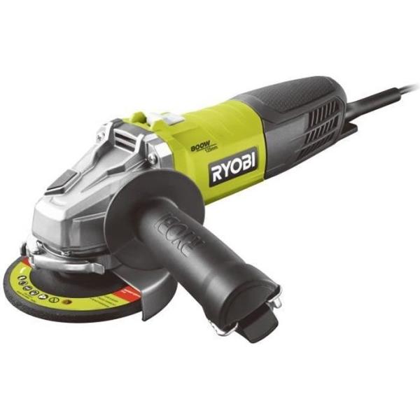 RYOBI - Meuleuse d'angle 800 W diam. 125 mm - 12 000 tr/min - Livrée avec 1 disque métal 125 mm et 1 clé de service - RAG800-
