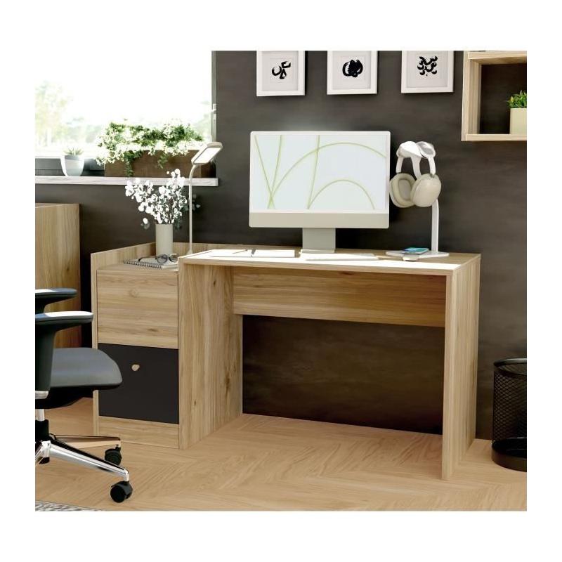 Bureau COXIM Chêne/Noir - Compact et Élégant
