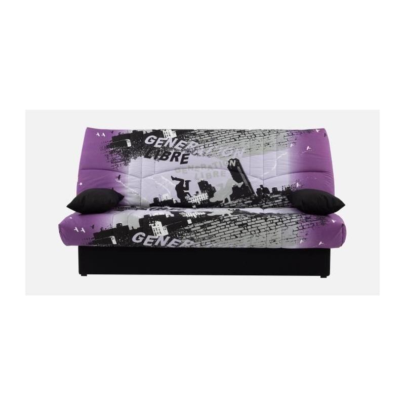 Banquette clic-clac 3 places en coton mauve - DREAM
