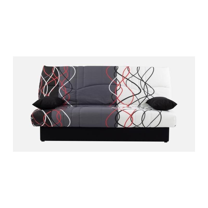 Banquette clic-clac 3 places en coton rouge / noir - DREAM