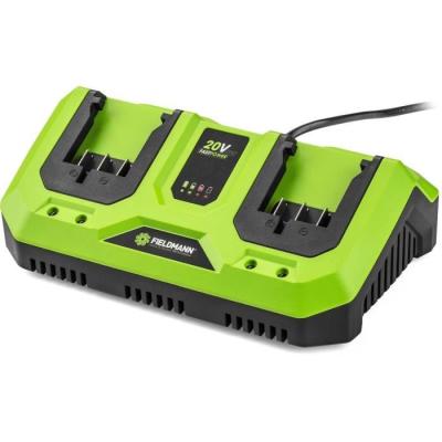 Chargeur double FIELDMANN pour batteries 20V - Charge 2Ah en 60 min - Compatible 2Ah, 4Ah
