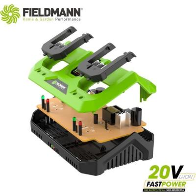 Chargeur double FIELDMANN pour batteries 20V - Charge 2Ah en 60 min - Compatible 2Ah, 4Ah